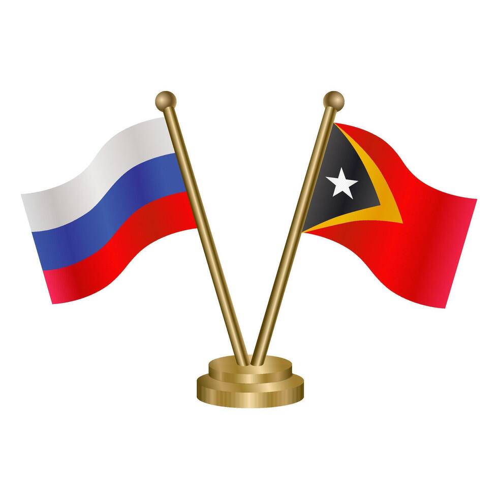 Russian and East Timor table flag. vector