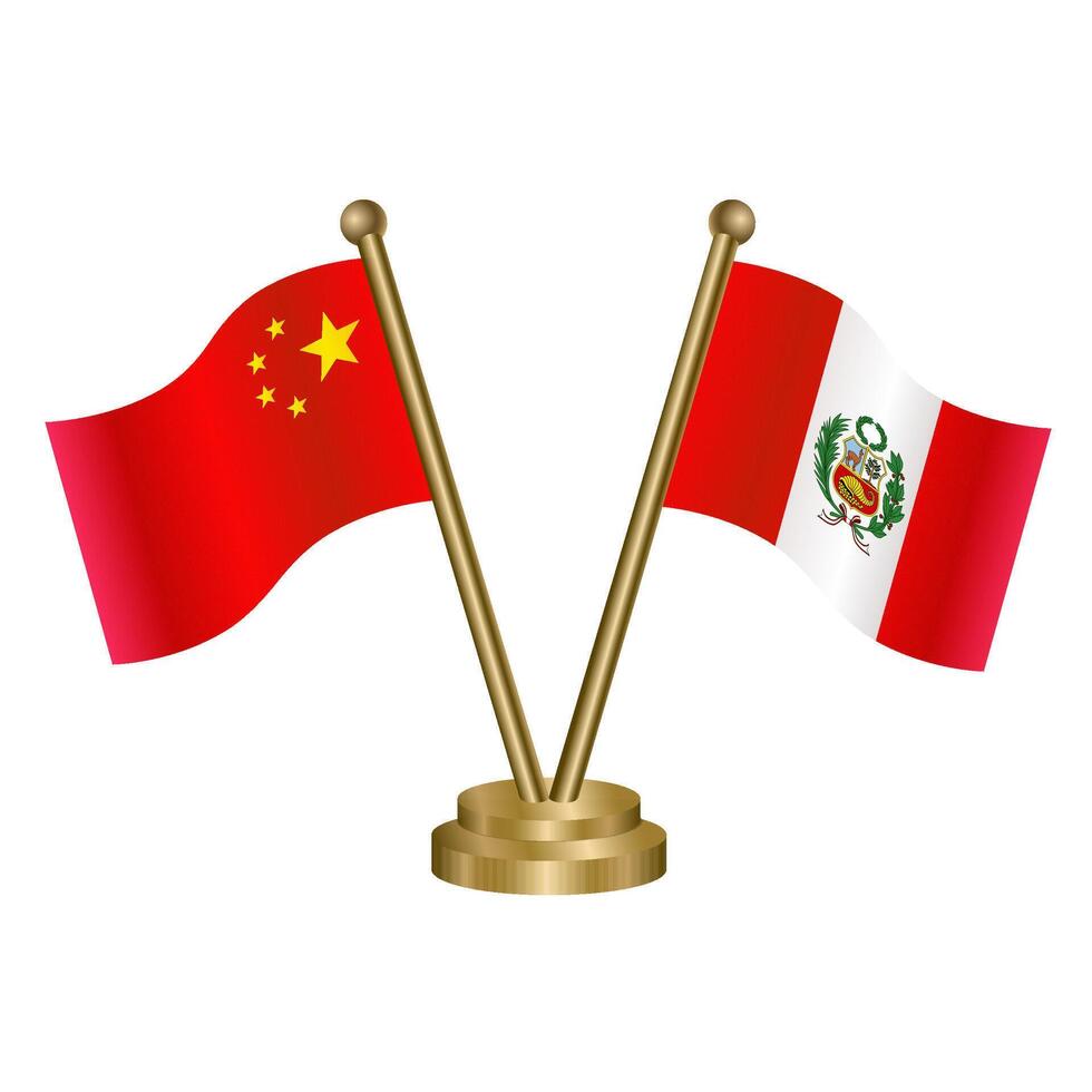 China and Peru table flag. vector