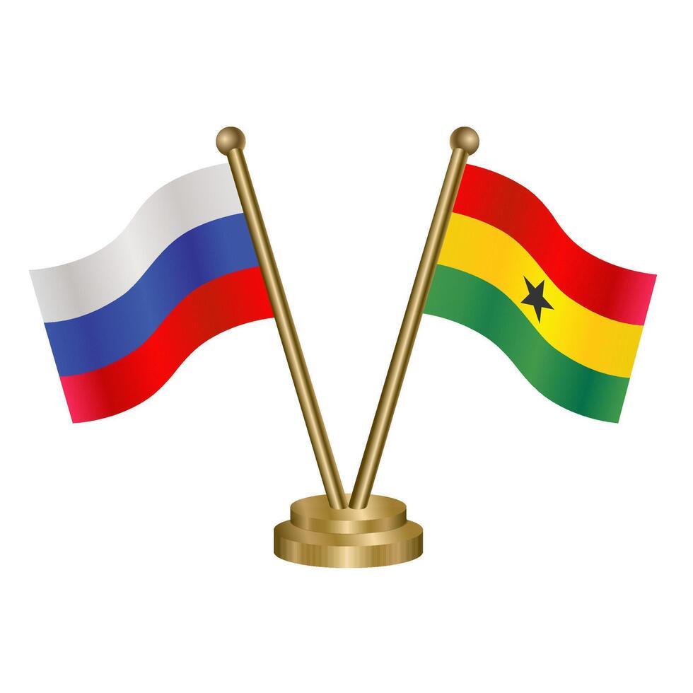 Russian and Ghana table flag. vector