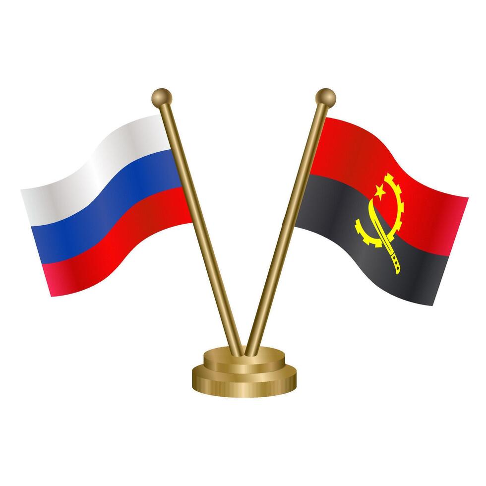 Russian and Angola table flag. vector