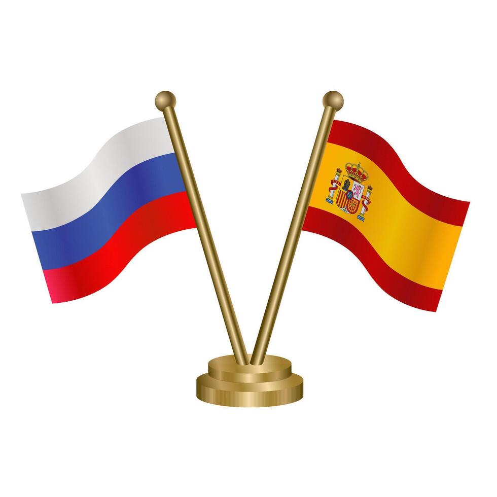 Russian and Spain table flag vector
