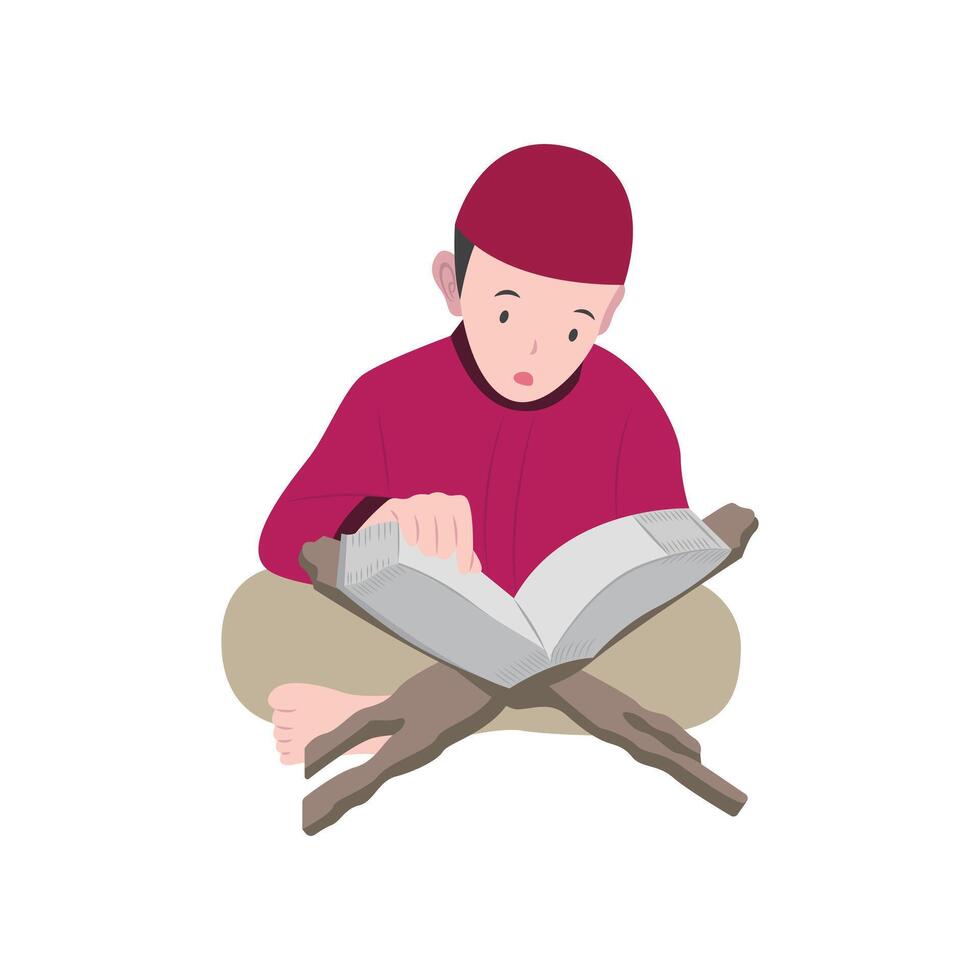 Boy Reading Quran vector