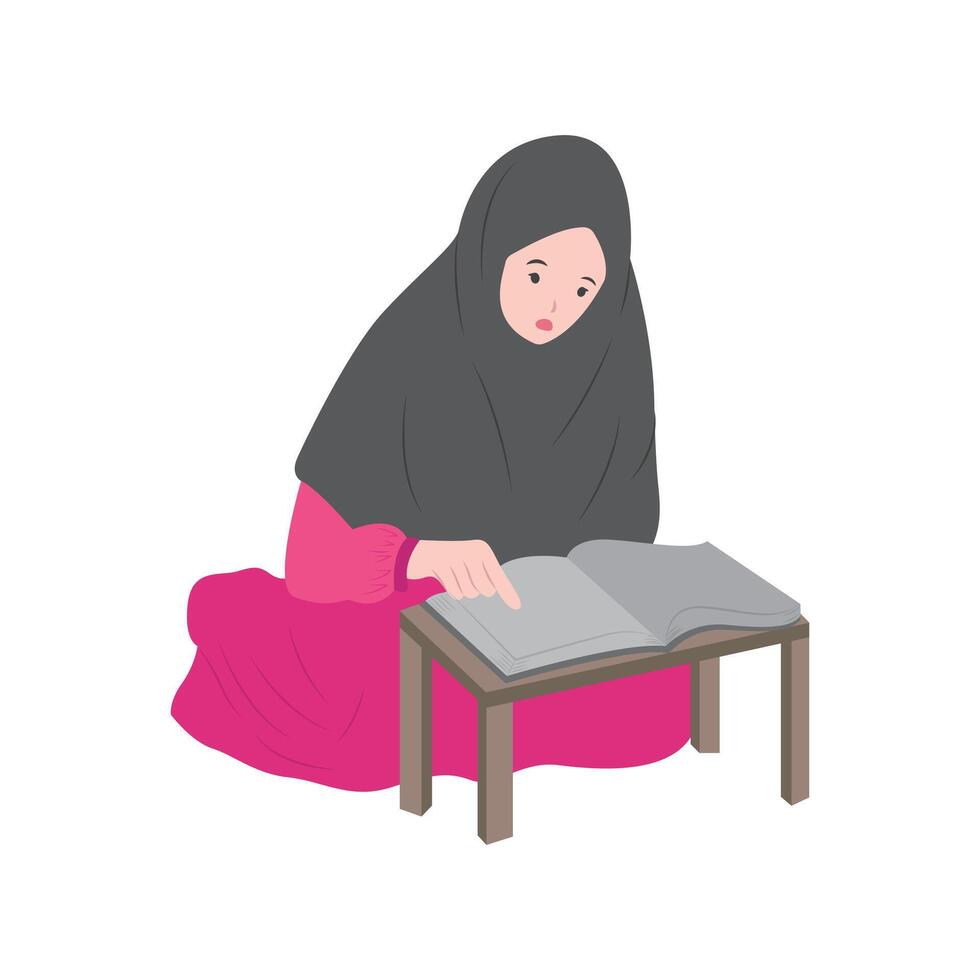 Woman Reading Quran vector