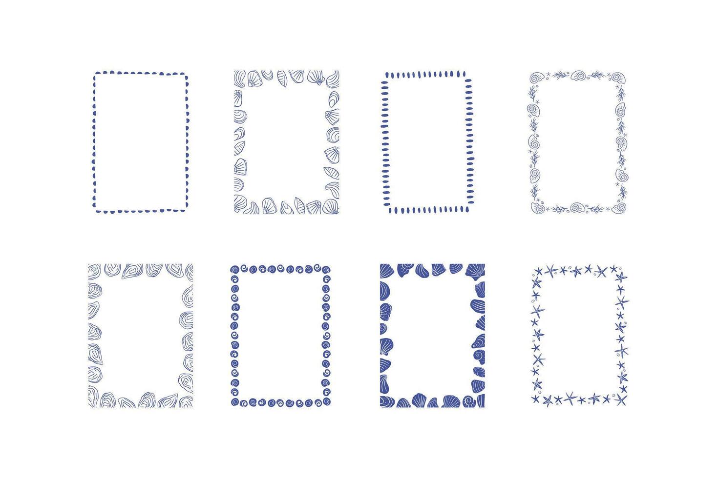Hand drawn coastal frames collection vector