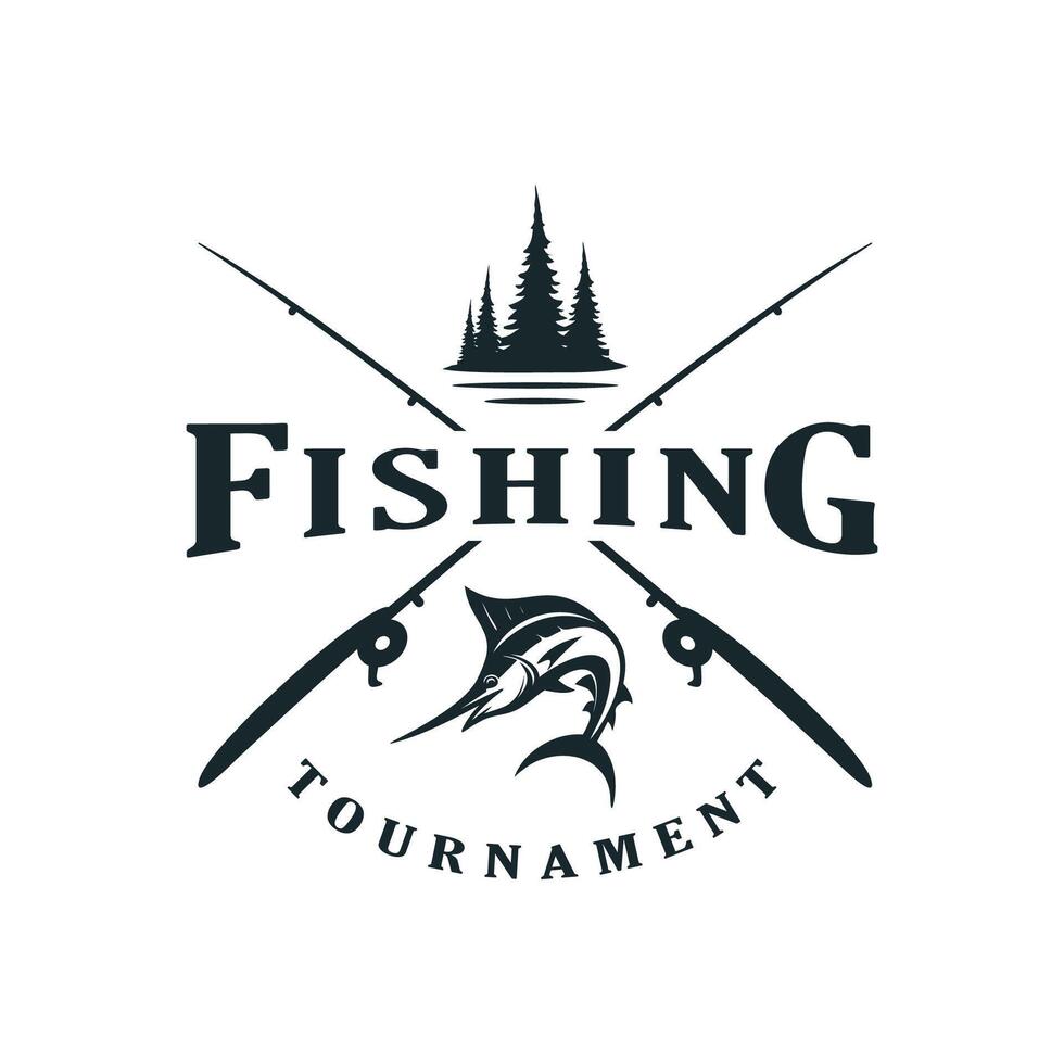 fishing design logo template illustration vector