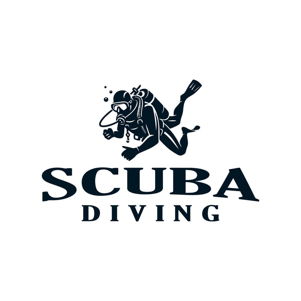 scuba diving logo design template illustration vector