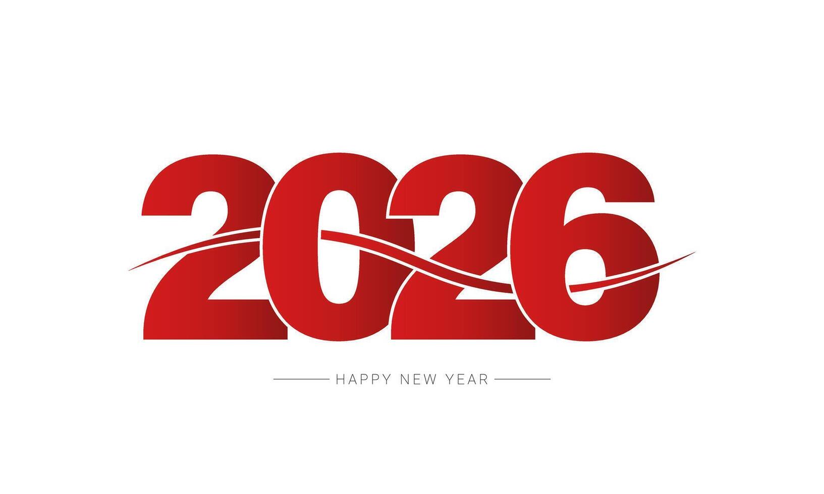 2026 Happy New Year Typography Design with red colour. vector