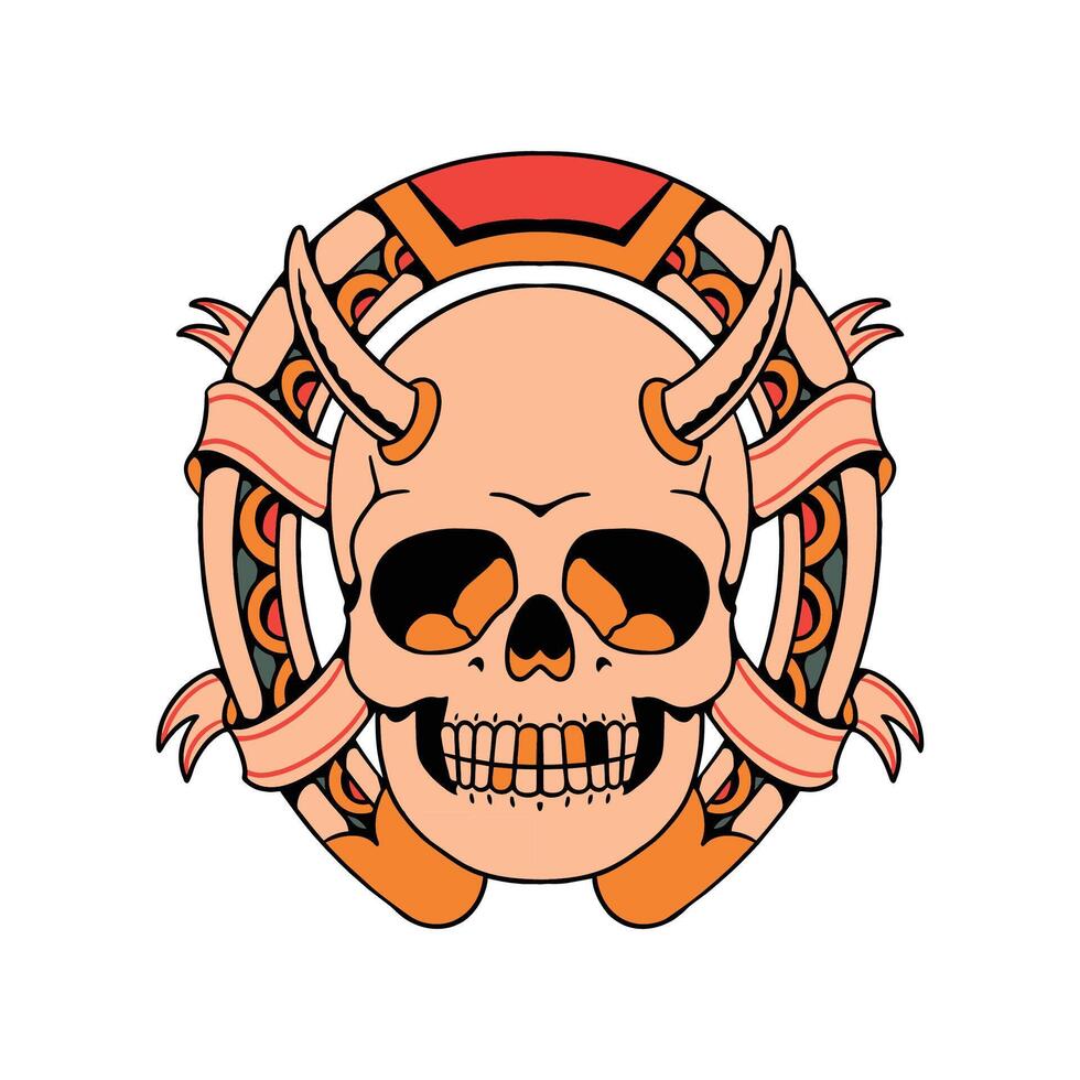skull horseshoe tattoo design vector