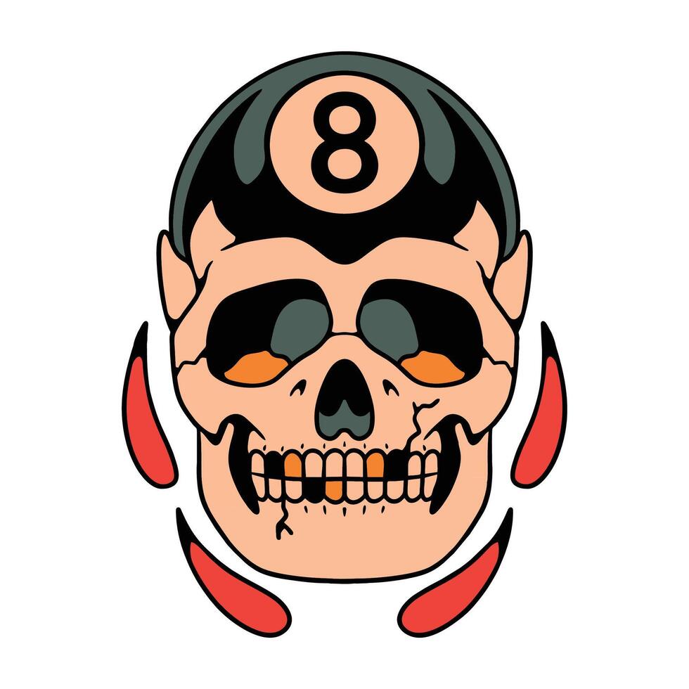 billiard skull tattoo illustration design vector