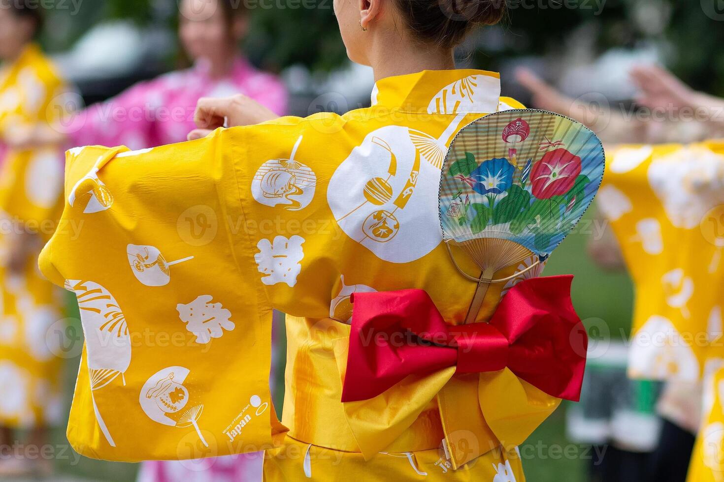 Woman in a beautiful kimono at a Japanese culture festival. People photo