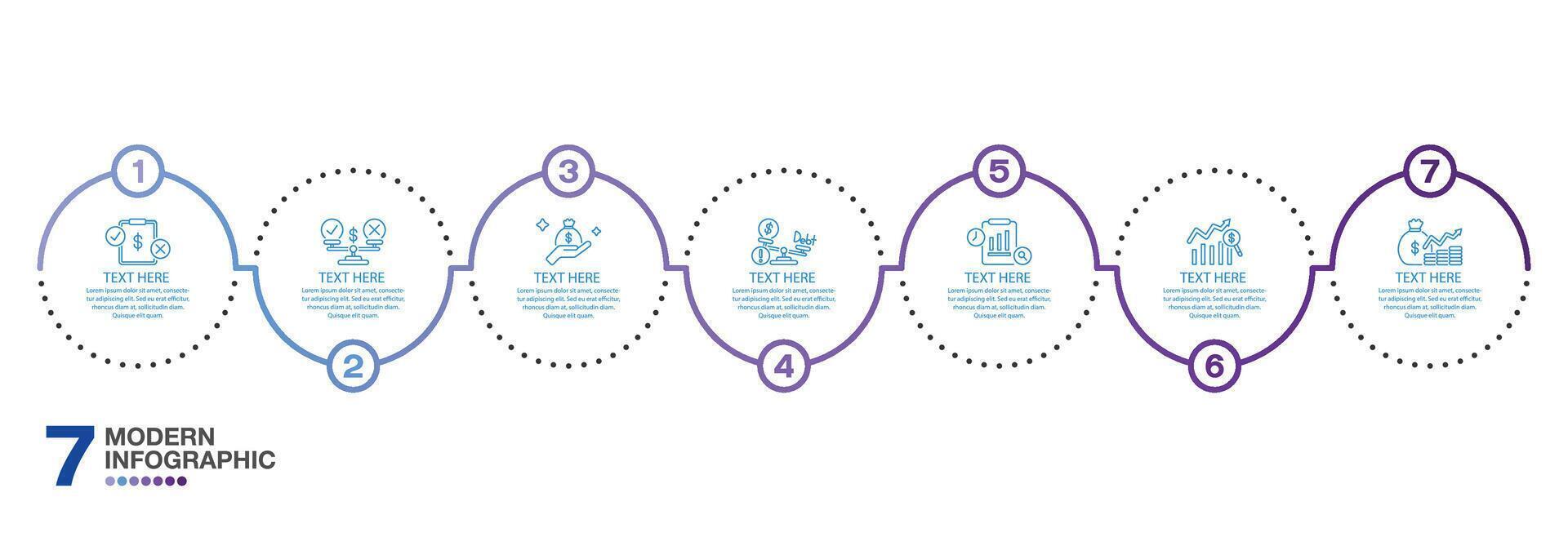 Template infographic 7 process. vector