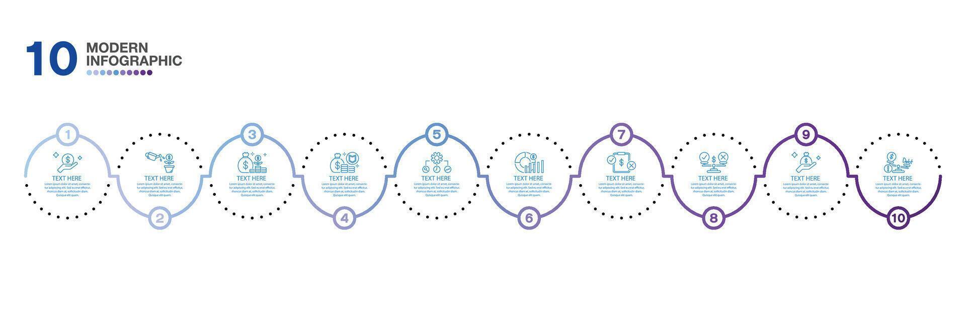 Basic infographic, 10 process. vector