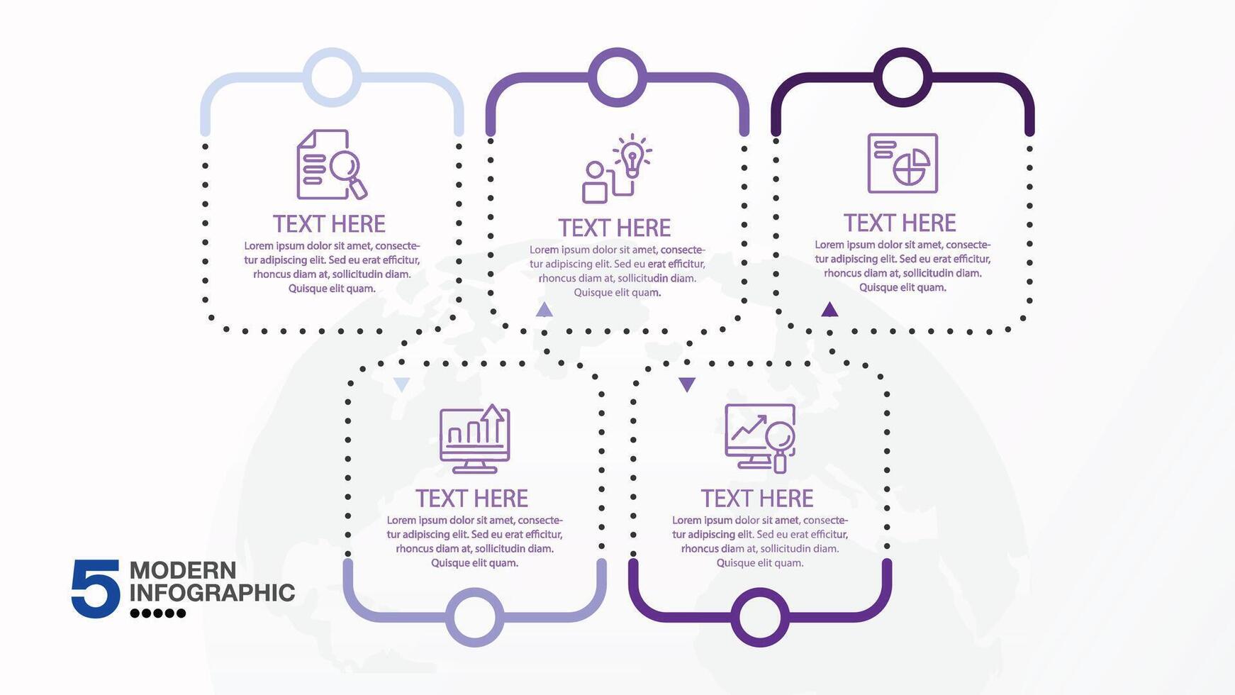 Square infographic with 5 process. vector
