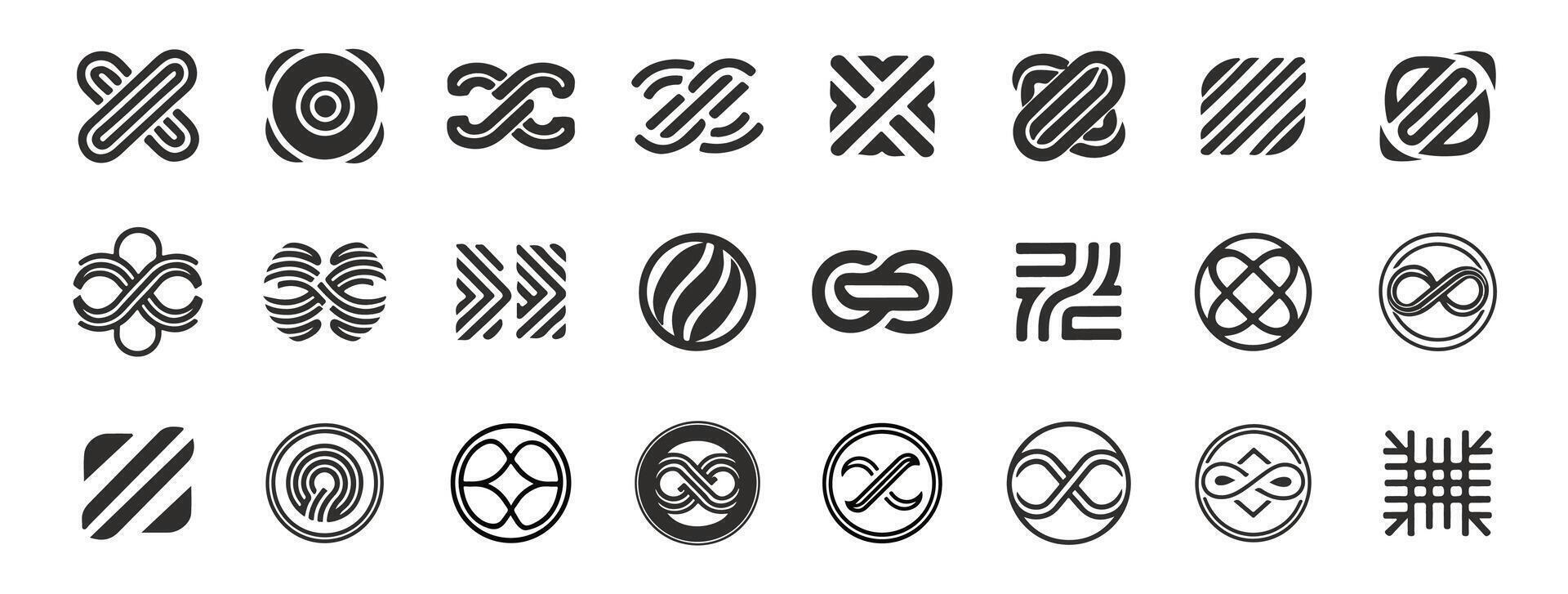 A set of black and white geometric shapes vector