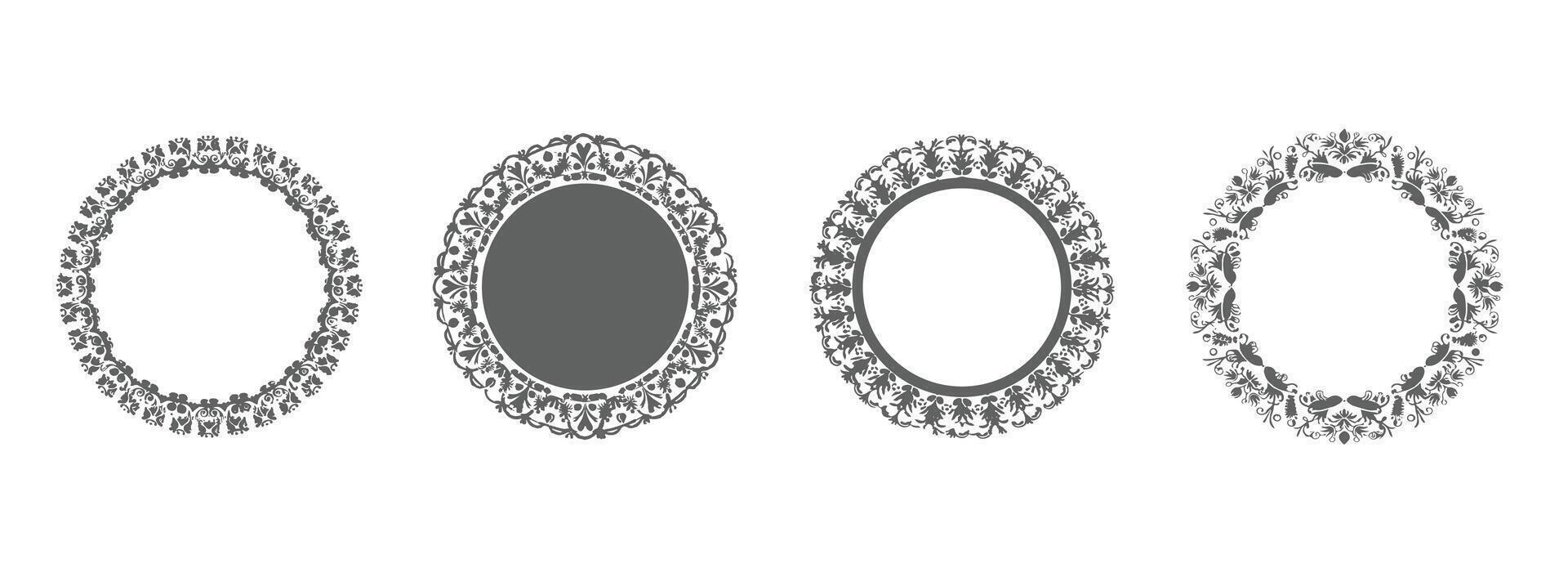 Four oval frames with ornate designs on them vector