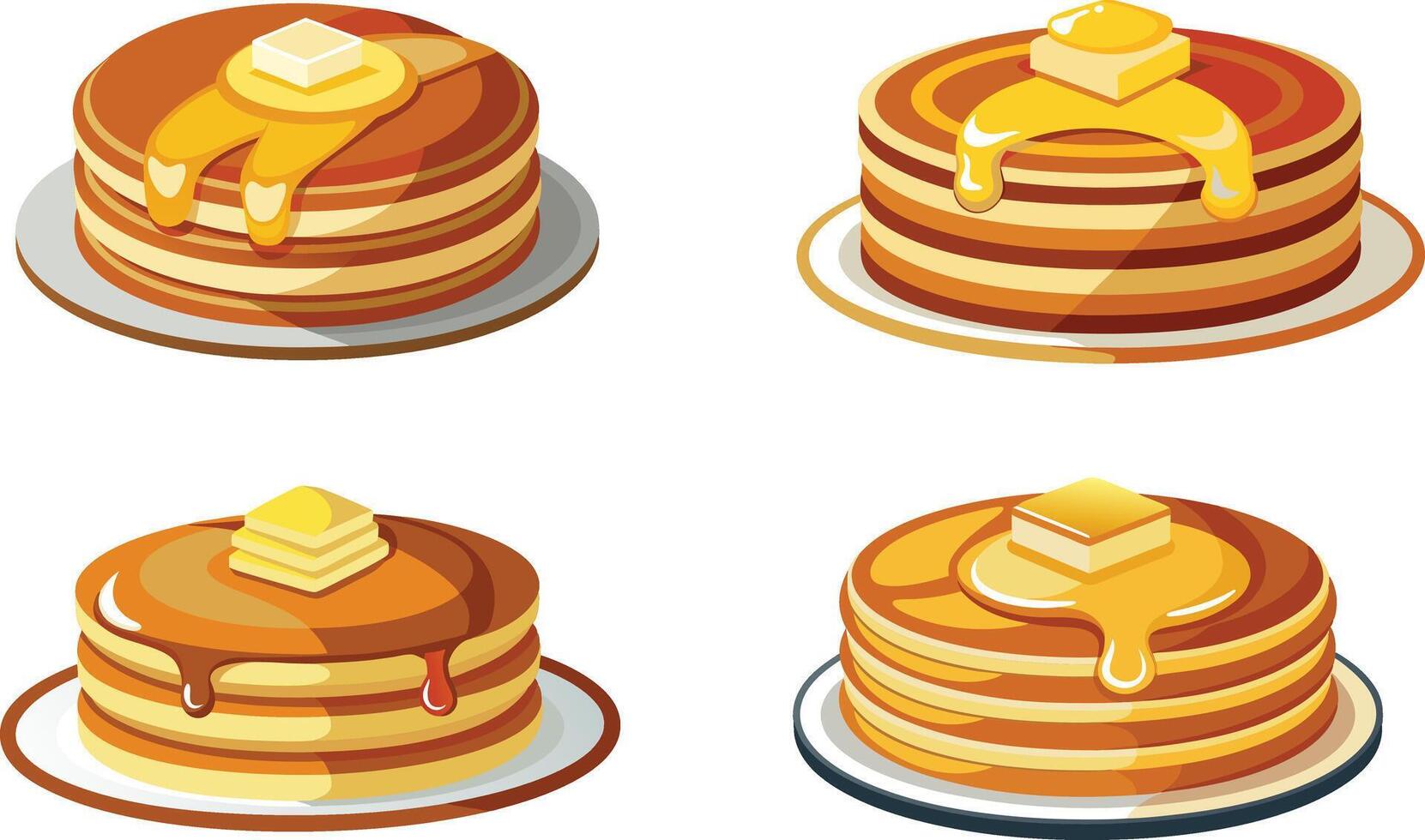 Pancakes with syrup and butter illustration vector