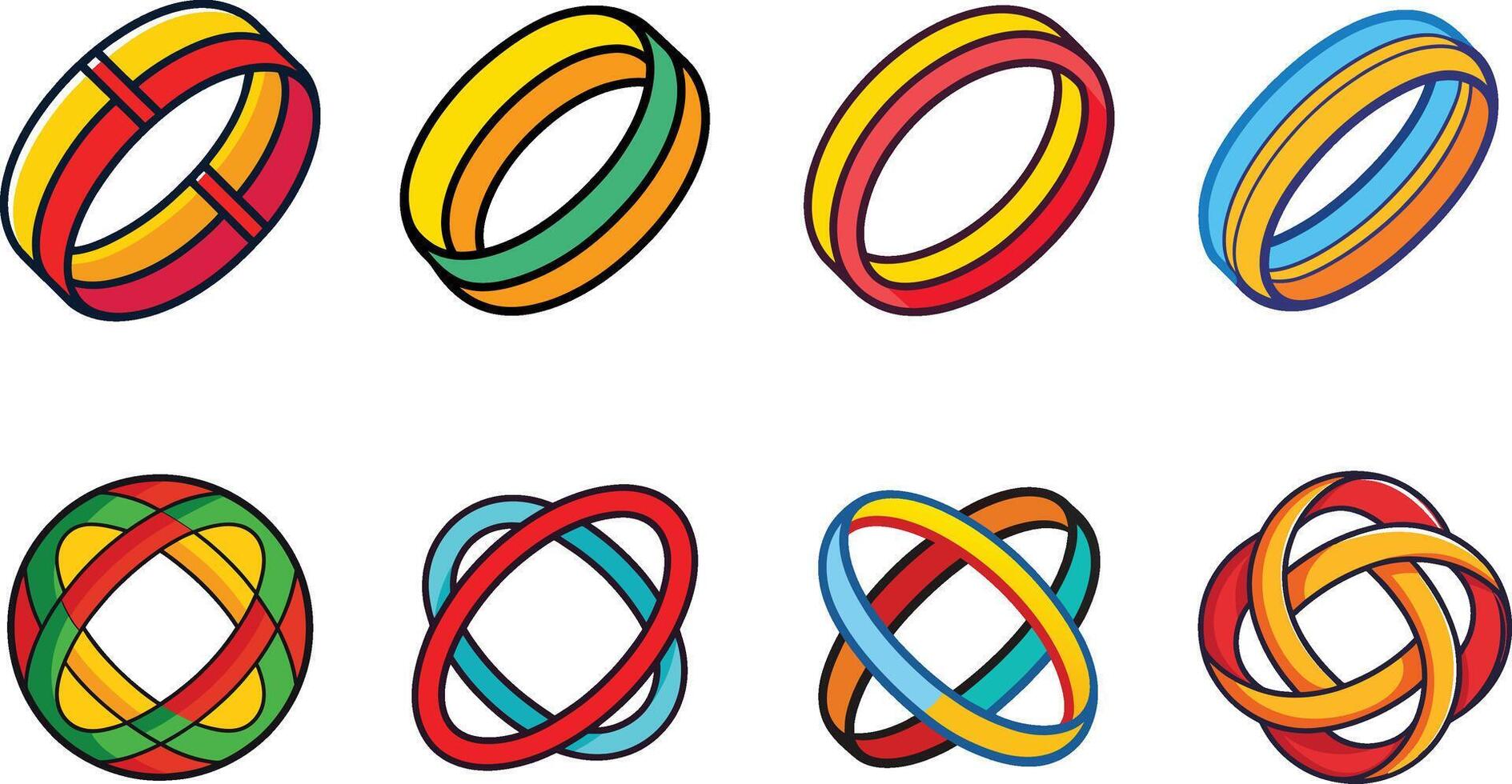 A set of colorful rings with different colors vector