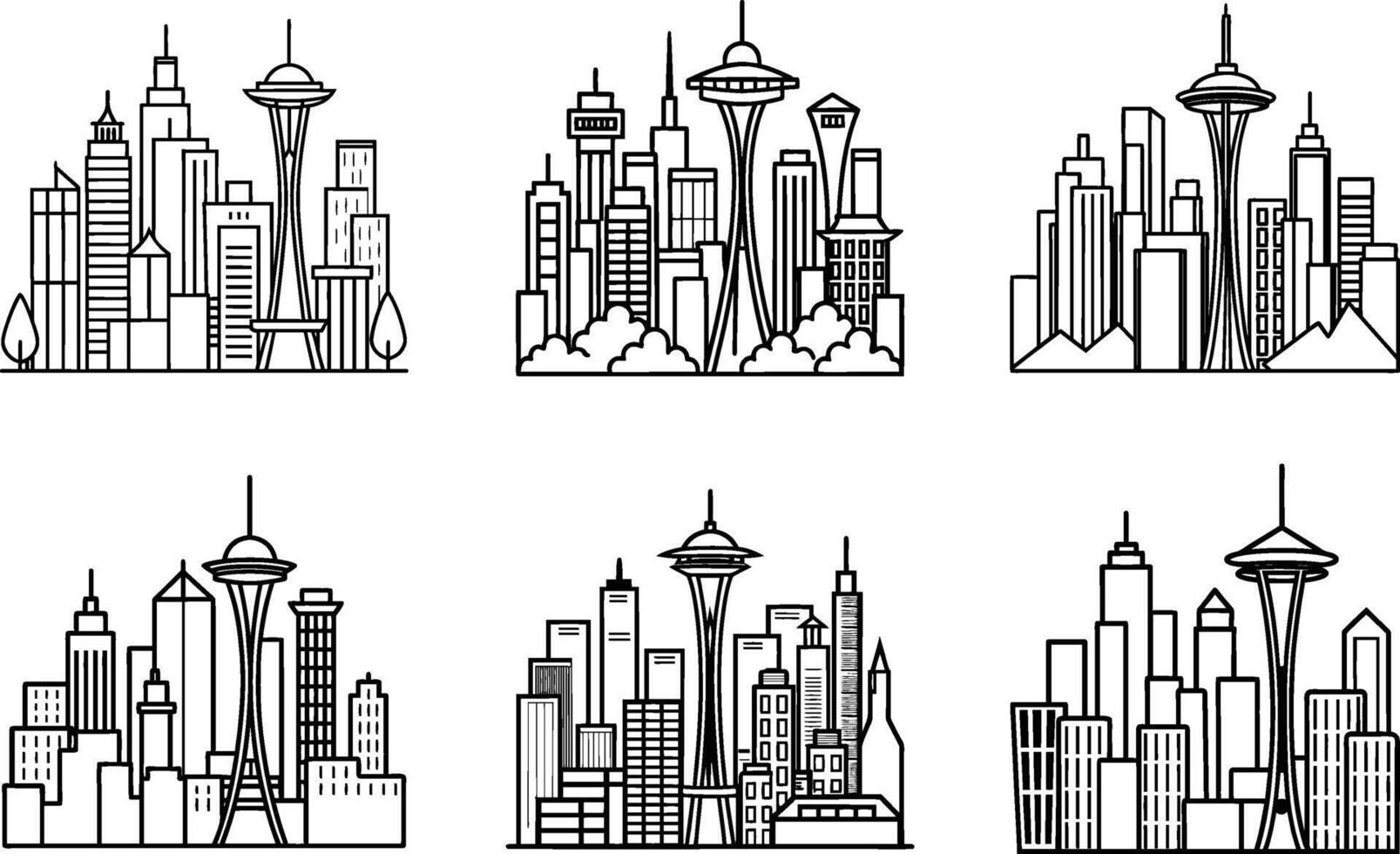Seattle skyline illustration vector