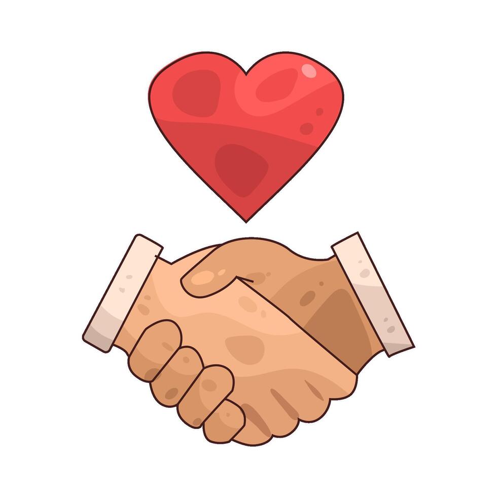 handshake with heart vector