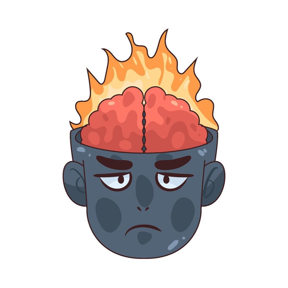 Illustration of brain burn vector