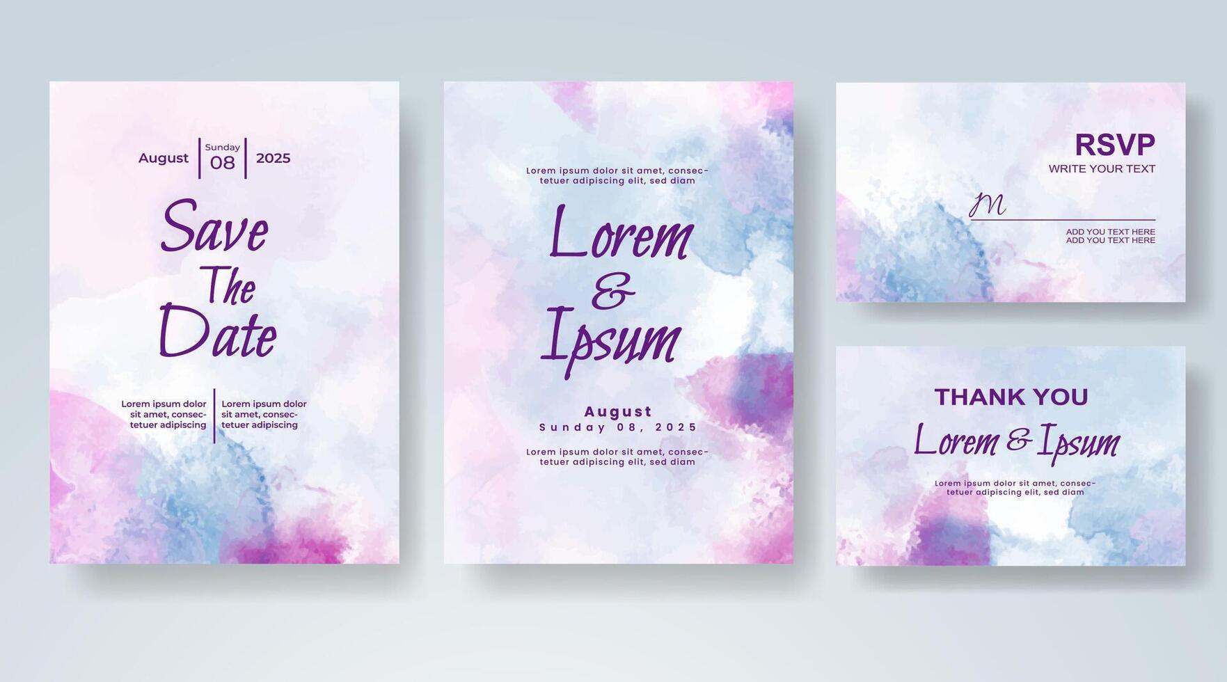 Navy Blue wedding card with soft pastel tones vector