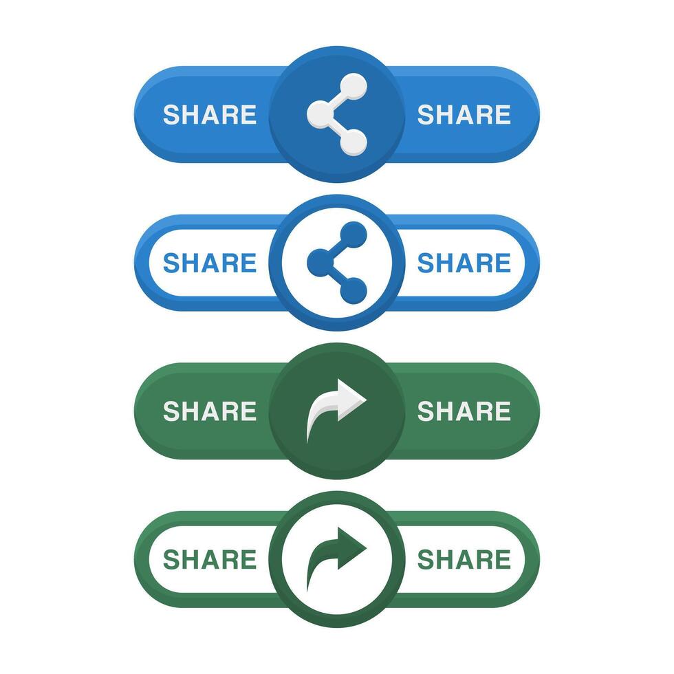 Social Media Share Buttons Icons Collection. Share Arrow Button on White Background. vector