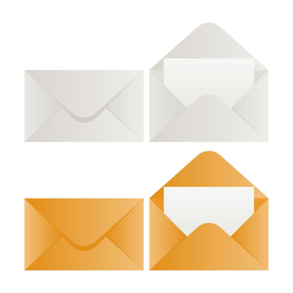 White and Brown Envelope with Paper Document. Envelope Icon on White Background. vector