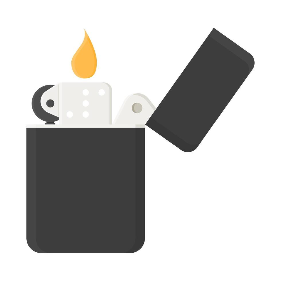 Vintage Metal Lighter on White Background. Simple Black Lighter Icon. vector