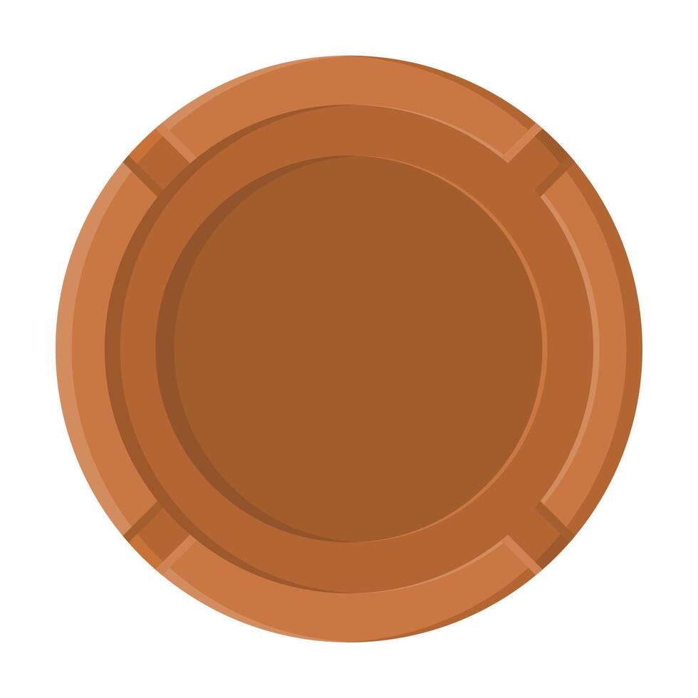 Clean Wooden Cigarette Ashtray on White Background. Round Cigarette Ashtray Element. vector