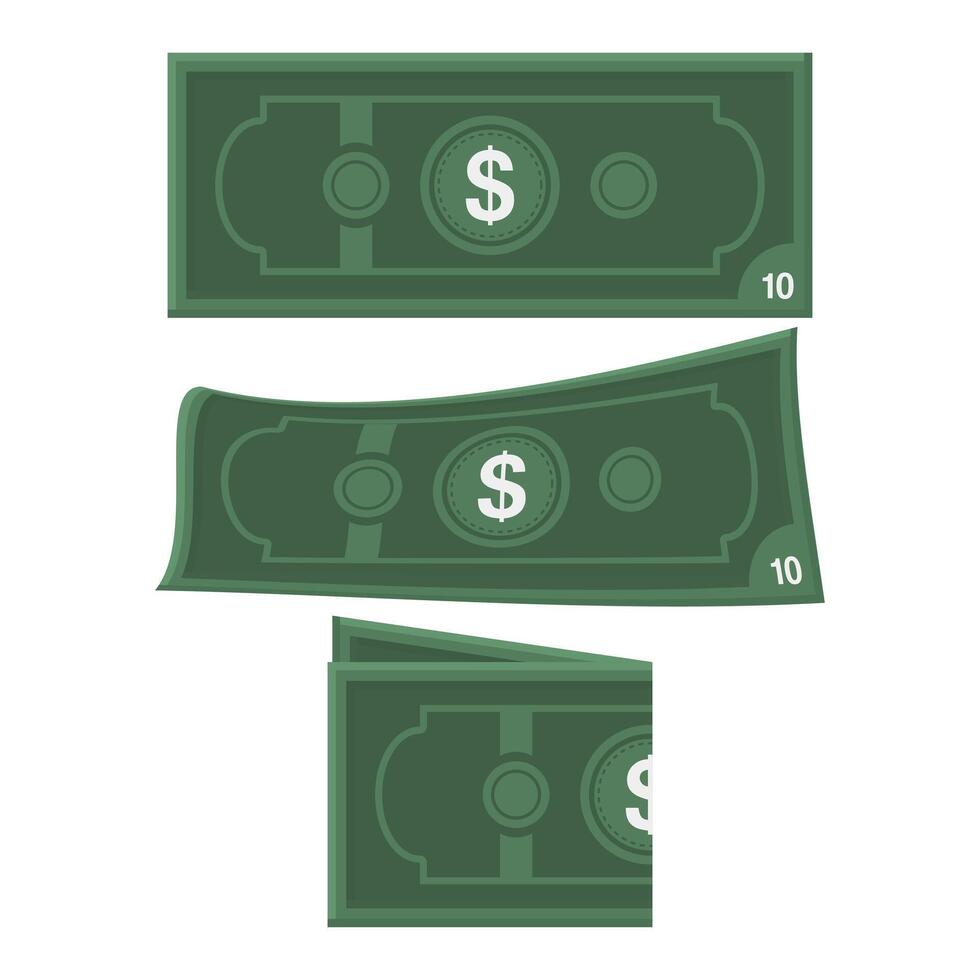 Green Banknote Financial Transaction. Green Banknote Icon on White Background. Cash Payment. vector