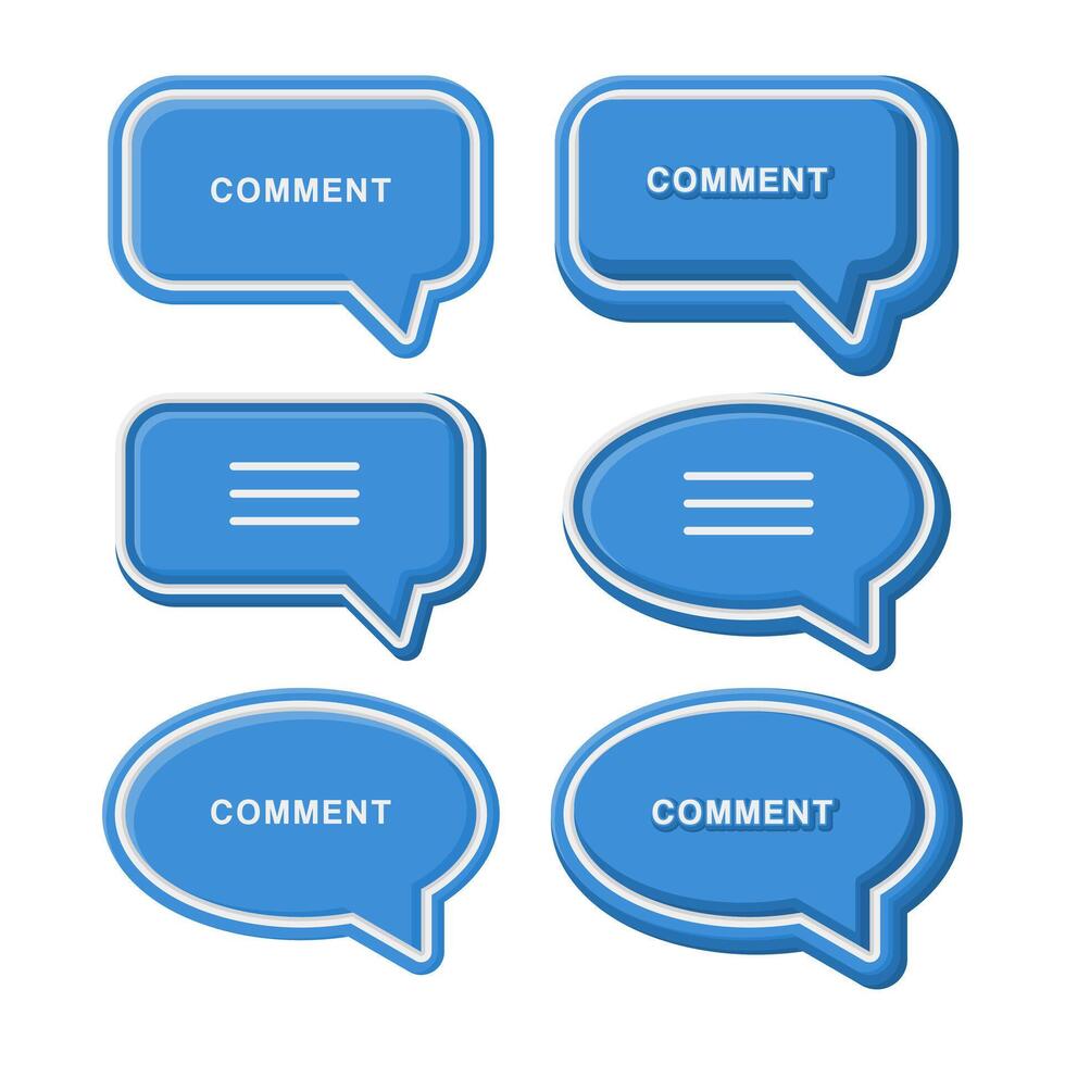 Blue Comment Button Social Media Notifications. Comment Button Icon on White Background. vector