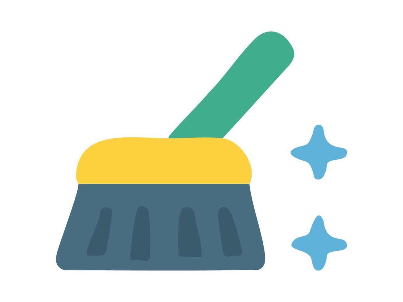 Colorful icon of cleaning brush with sparkles, isolated on white background. concept of cleanliness, housekeeping, sanitation, household chore, illustration, design element vector