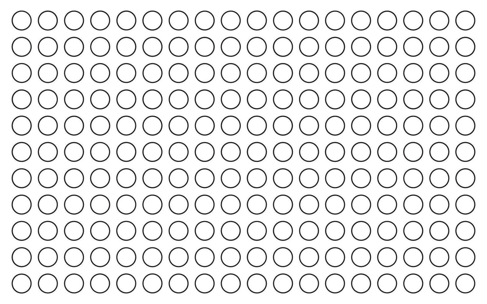 Grid of hollow circles in patterned design, symmetrical arrangement isolated on white background. concept of geometric art, repetitive patterns, abstract minimalist design element, abstract dot grid vector