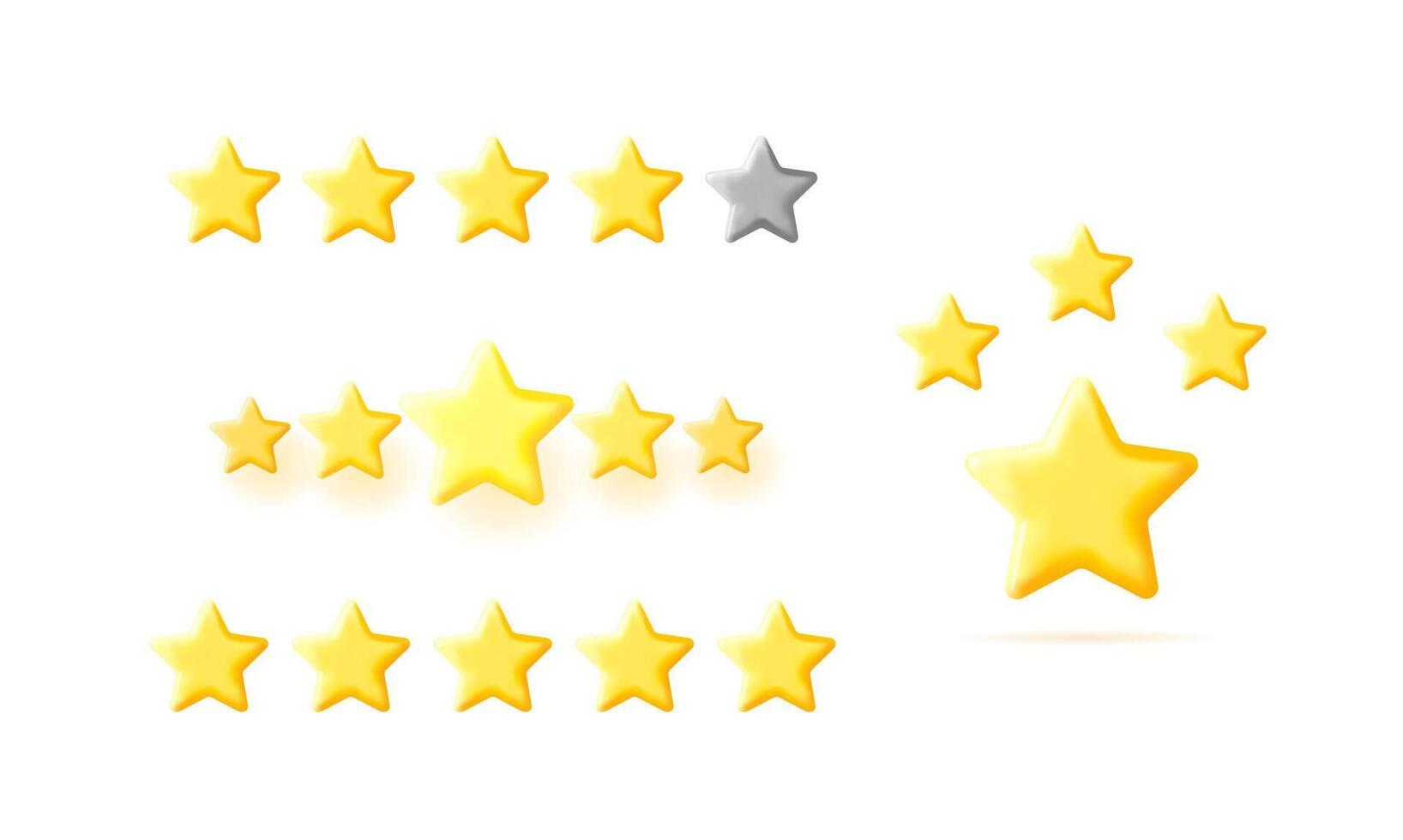 Golden star symbol of quality and rating. Feedback concept, customer review, product evaluation. 3d render object. vector