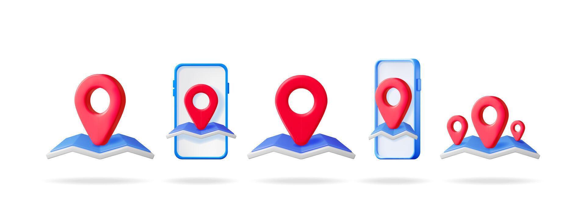 Red location pin on abstract map with smartphone. GPS navigation and routing map app. Location tracking and travel concept. vector