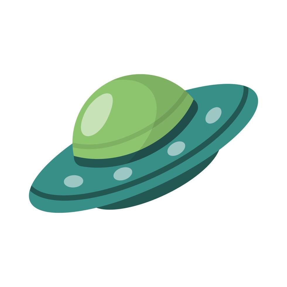 Cartoon UFO Spaceship Illustration Isolated on White Background vector