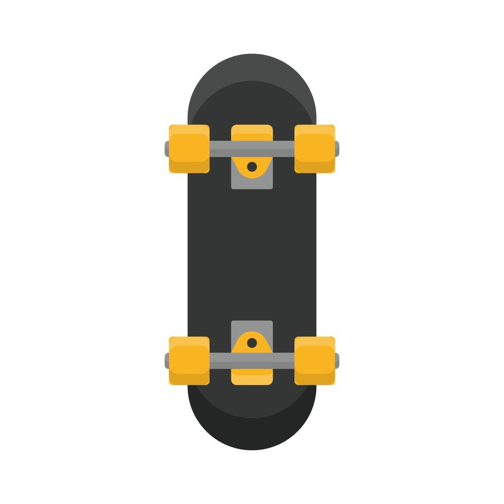top view of black skateboard with yellow wheels illustration vector