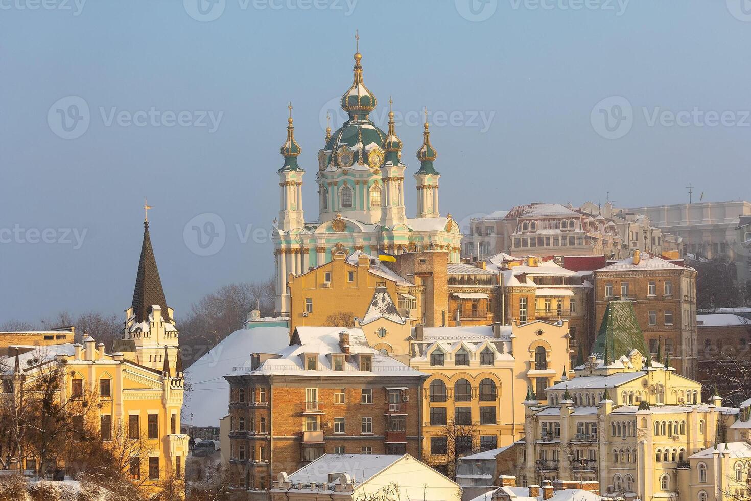 Picturesque view to Andriivsky descent in the center of Ukrainian capital, Kyiv photo
