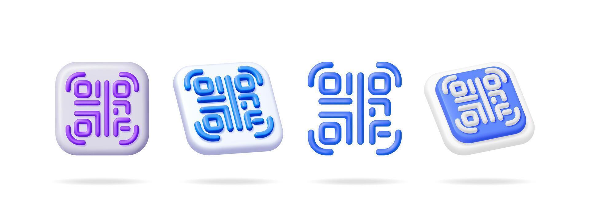 Digital verification 3d icon set. Electronic authentication illustration. Online security and identification concept for access. vector