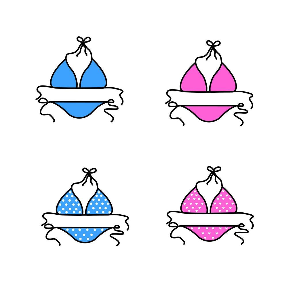 Set of womens bikini illustration for swimsuit for summer design vector