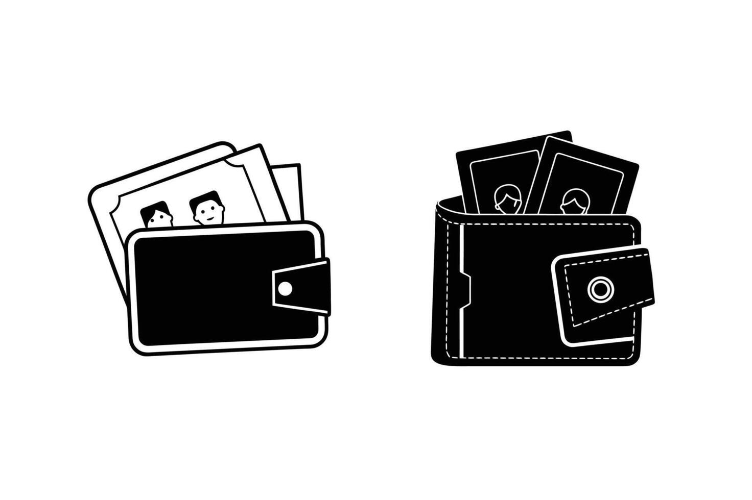 Two wallet icons black and white simple design vector
