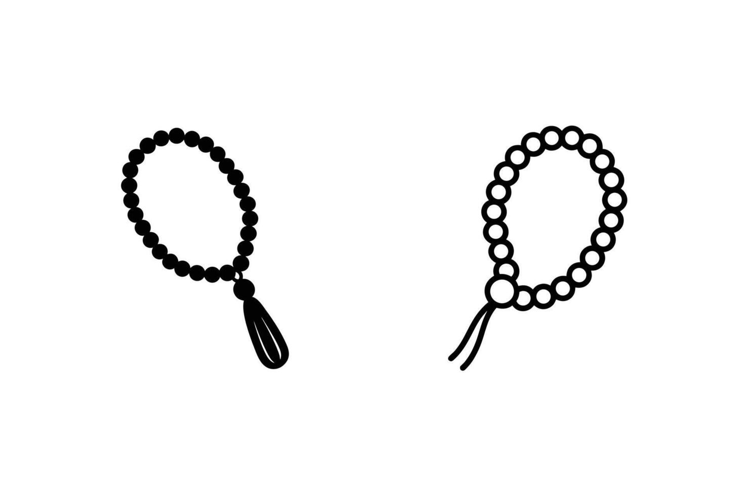 Two simple black and white prayer bead icons vector