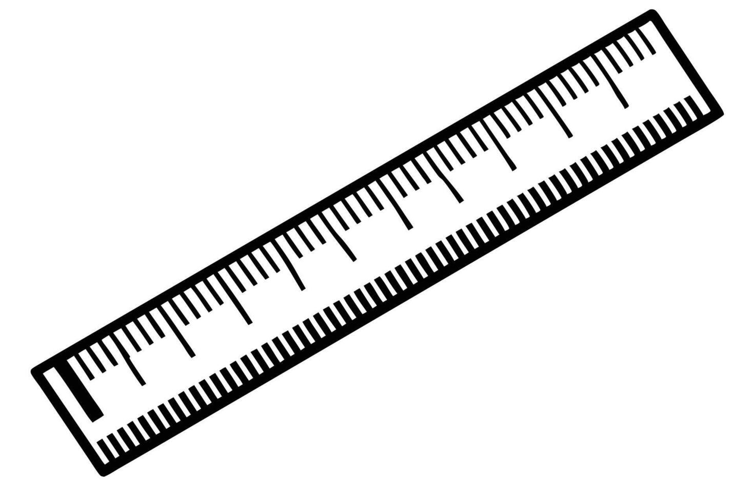 Black and white ruler isolated on white background for measuring length vector