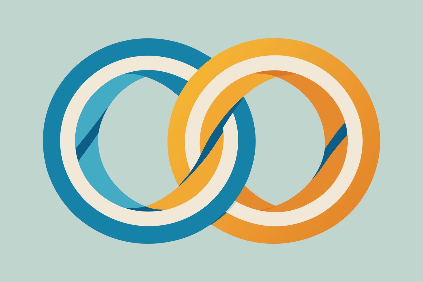 Abstract infinity symbol with blue and orange loops on a light background vector