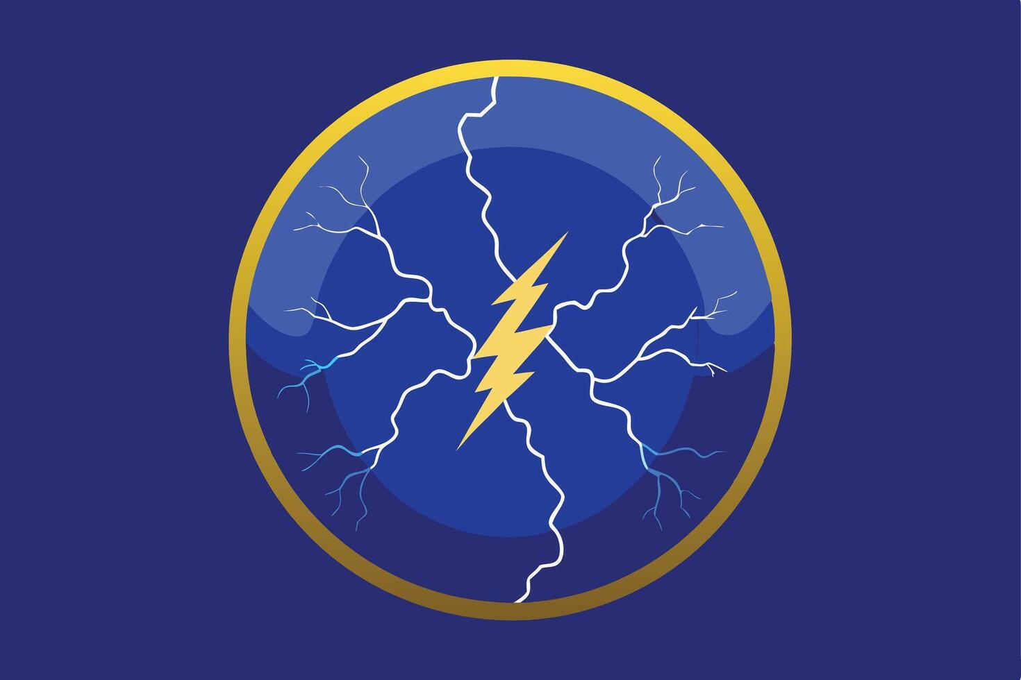 A lightning bolt in a blue circle, symbol of energy and power isolated vector