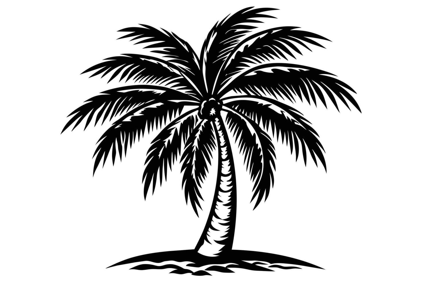 Palm tree silhouette isolated on white background illustration vector