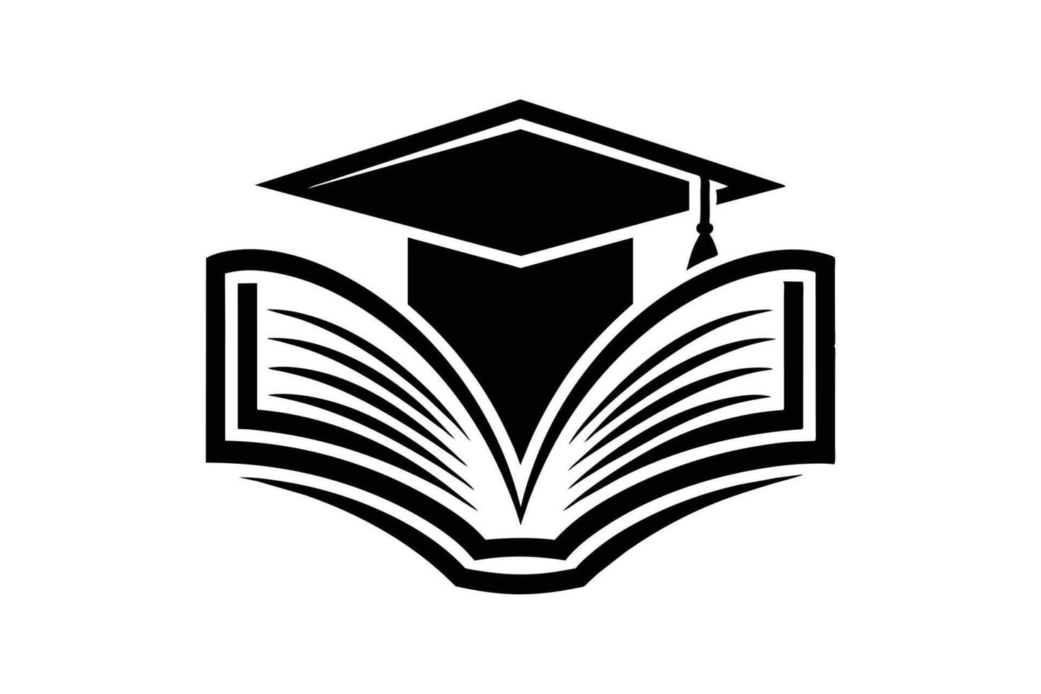 Graduation cap on open book isolated on white background illustration vector