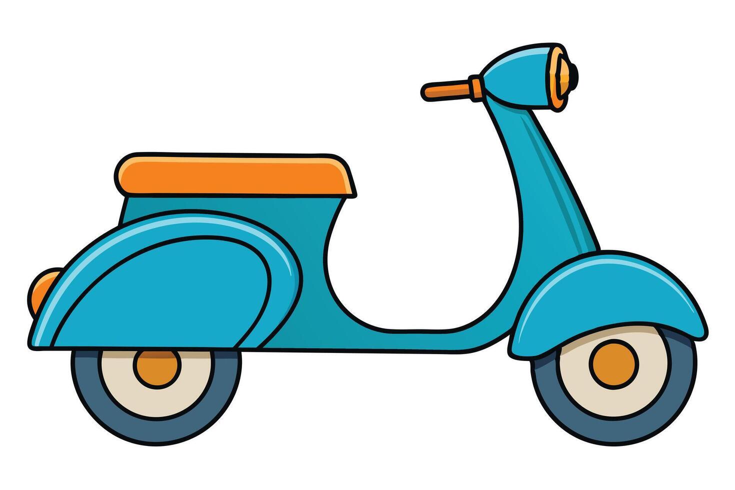 Blue scooter isolated on white background, a classic mode of transportation vector