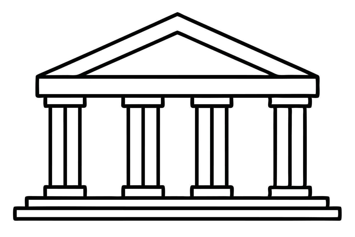 Illustration of a greek temple with columns and a triangular pediment design vector