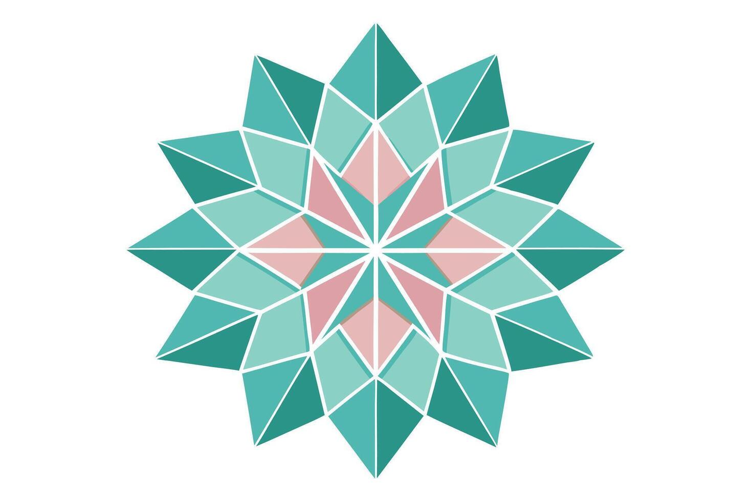 A symmetrical starburst design with geometric petal shapes vector